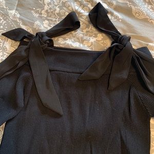 ribbed off the shoulder top with tie shoulders